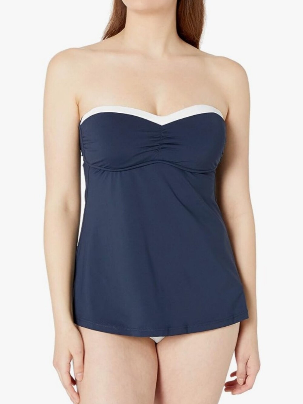 Seafolly Navy Blue Retro Tankini Swim Top with White Trim - Picture 11 of 12